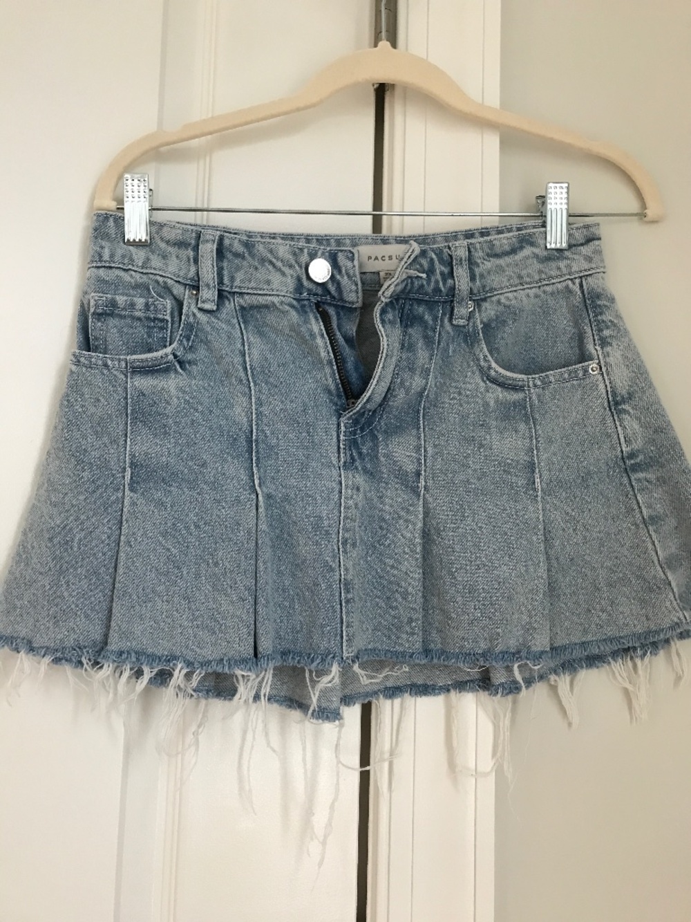 Pacsun jean mini skirt with frayed edge